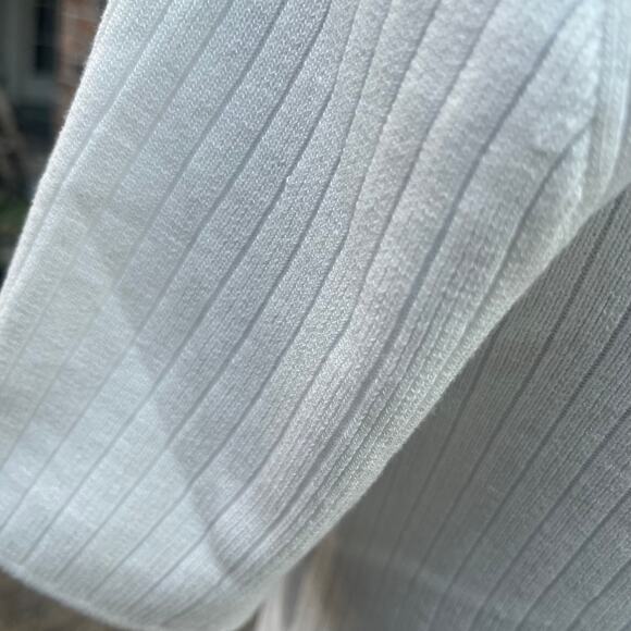 Nanette Lepore Ribbed T-Shirt Dress White Denim Pearls Sz M - Picture 6 of 10